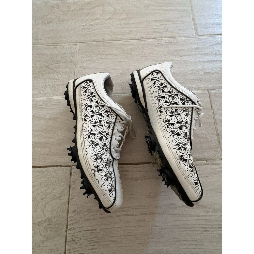 FootJoy FJ LoPro Collection Women's White Floral Cutout Golf Shoes 97060 Sz 6.5M